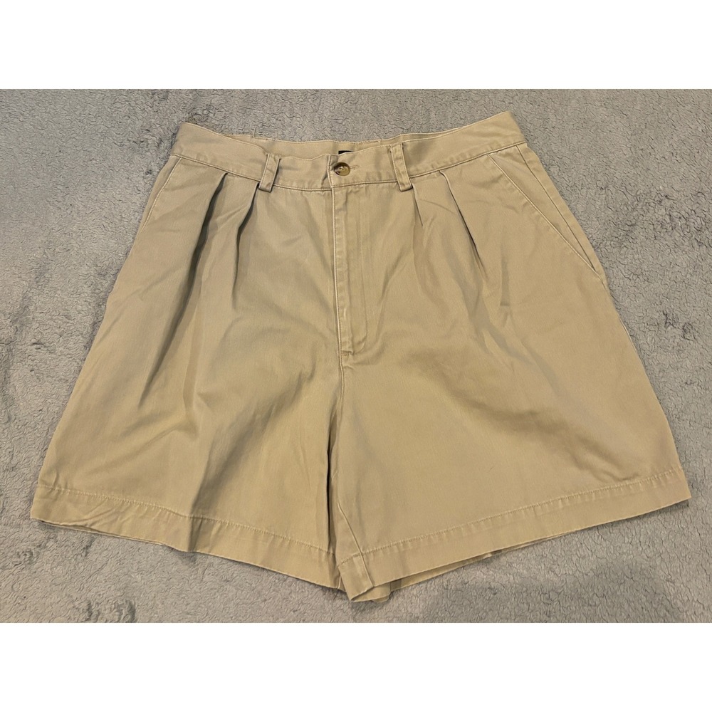 Vintage Gap Khakis Pleated High Rise Cotton Shorts Khaki Tan Size 14 Mens 30